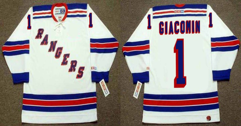 2019 Men New York Rangers 1 Giacomin white CCM NHL jerseys